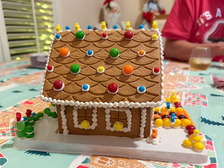 Gingerbread house building party at Christmas